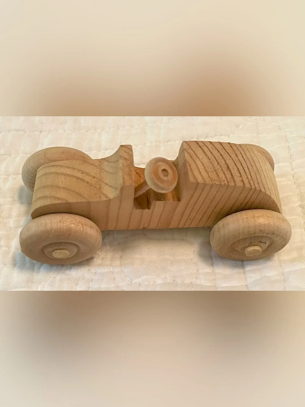 Natural Wood Toy Race Car - Unbranded (handmade one of a kind)
